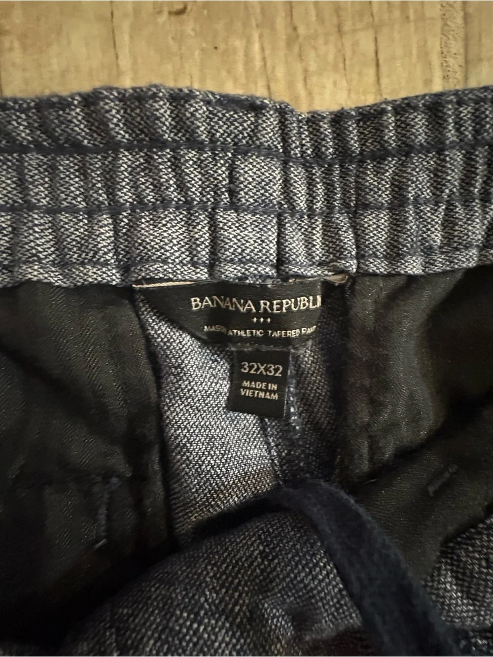 Banana Republic Navy and Gray Tapered Chambray Pants
